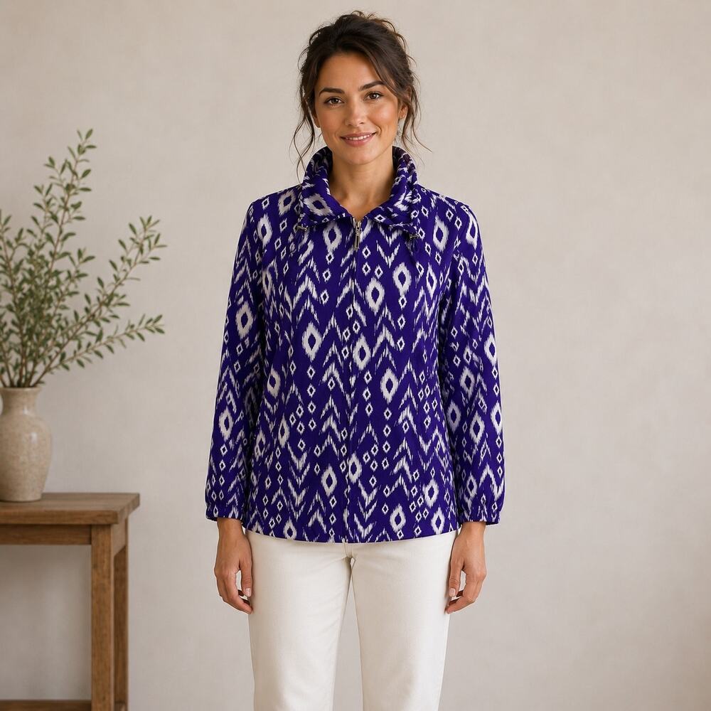 Chico's Zenergy Purple Print Zip Athletic Jacket 2
